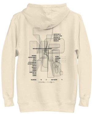 Anchor and Crew Neutrals Bone Gustatory Tokyo Coffee Scene Cotton Blend Embroidered Hoodie - Natural