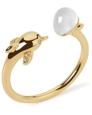 Freqnc Atelier Dolphin Ring Moonstone Adjustable - Metallic