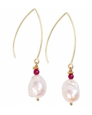 Way to Chic Baroque Pearl Earrings With Agate - Metallic