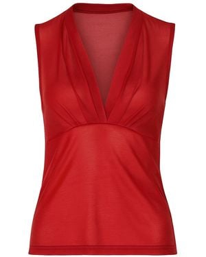 Conquista Sleeveless V-Neck Top – Viscose Jersey - Red
