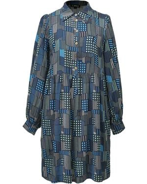 Smart and Joy Graphic Print Shirt-Dress - Blue