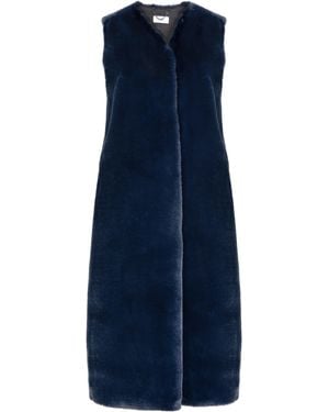ISSY LONDON Bethany Reversible Sleeveless Longline Faux Fur Shearling Midnight - Blue
