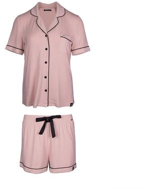 Pretty You London Bamboo Shirt Short Set In Pink