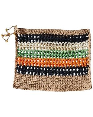 Springmoonatelier Colour Pop Raffia Clutch Bag Handmade, Zippered Vibrant - Metallic