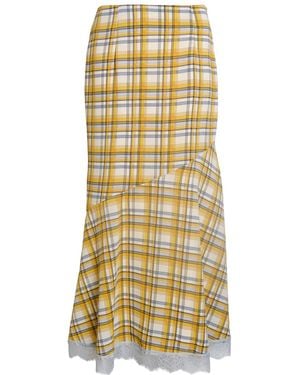 Amy Lynn Sunnie Plaid Asymetric Lace Trim Skirt - Metallic
