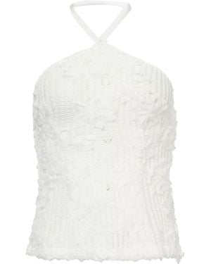 Amy Lynn Cici Crochet Floral Lace Top - White