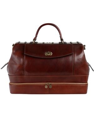 Time Resistance Leather Doctor Bag, Medical Bag, Leather Handbag - Red