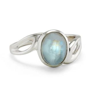 Isla Silver Neutrals Sterling Moonstone Wave Ring - Blue