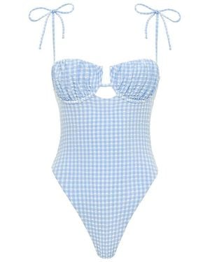 Montce Peri Micro Gingham Petal One-Piece - Blue