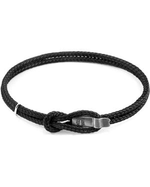 Anchor and Crew Recycled Rope Silver Bar-Hook Bracelet - Black