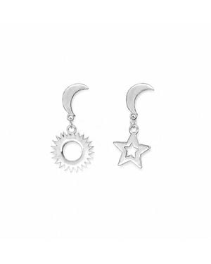 Silver Moon Astral Duo Sterling Earrings - Metallic
