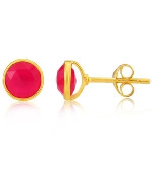 Auree Savanne Vermeil & Fuchsia Chalcedony Stud Earrings - Pink