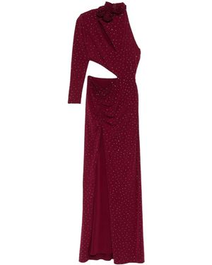 Nissa Bordeaux Rhinestone-Embellished Maxi Dress - Red