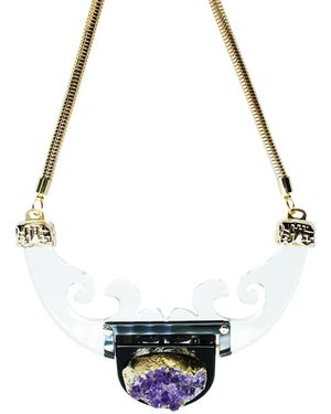 Gissa Bicalho Handmade Acrylic Necklace Plastron Aura - Black