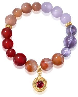 Aurozia Five Elements Fire Garnet The Sun Firebird Pendant Crystal Bracelet - Red