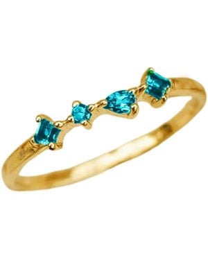 Sophelia Adjustable Vermeil Ring With Minimalist Aquamarine Gemstones - Blue