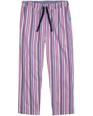 Lounge Organic Brushed Cotton Loungewear Trousers-Pants, And - Purple