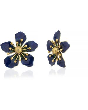 Milou Jewelry Magnolia Flower Earrings - Blue