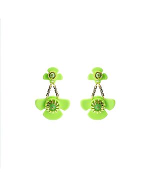 Gissa Bicalho Handmade Acrylic Earring Short Wild Flower Pistachio - Green