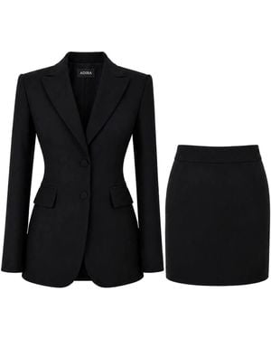 ADIBA Alessia Longline Sculpted Blazer Set - Black