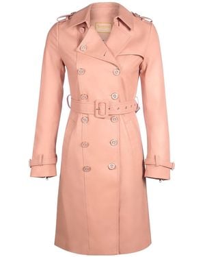 Santinni 'Belle Du Jour' 100% Leather Trench Coat - Pink