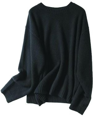 Zenzee Cashmere Crew Neck Boyfriend Sweater - Black