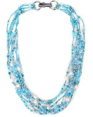 Saachi Beaded Layered Necklace - Blue