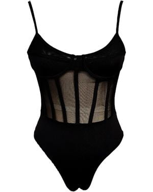 Chuks Collins The Lady Liberty Bodysuit – Sheer Spaghetti Strap - Orange