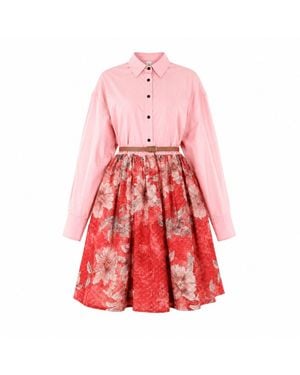 Miro Misljen Oversized Shirt Dress - Red