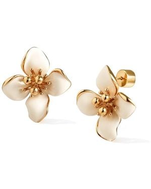 Retro Chic Iris Blossom Stud Earrings - Metallic