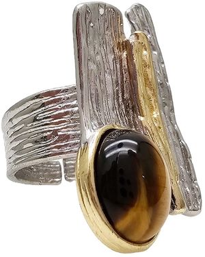 Farra Tiger Eye Stone Statement Ring - Brown