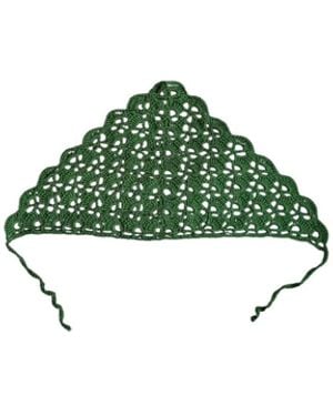 Springmoonatelier Handmade Crochet Triangle Bandana – Detailed Motif Design - Green