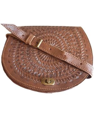 Berber Leather The Temara Embossed Saddle Bag - Brown