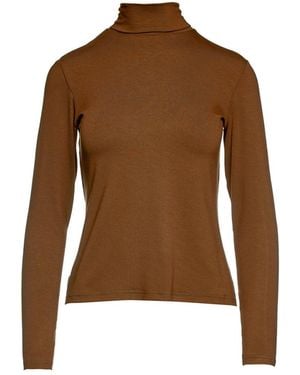 Conquista Biscuit Color Long Sleeve Polo Neck Sweater - Brown