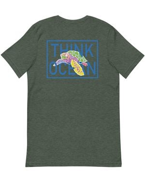 Anchor and Crew Forest Think Ocean Turtle Fluorescence Cotton Embroidered T-Shirt - Green