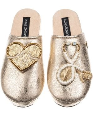Laines London Softie Slippers With Doctor Brooches - Metallic
