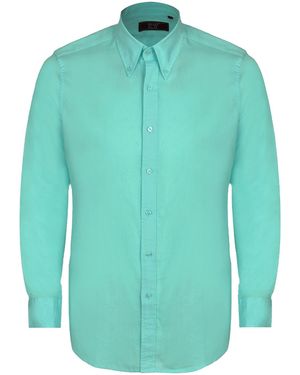 DAVID WEJ Hugo Linen Pin Down Shirt - Green