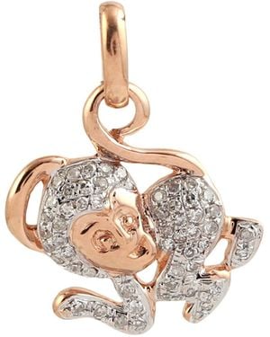 Artisan Diamond Monkey Charm Pendant - Metallic