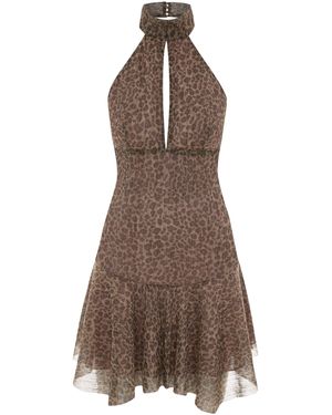 Pcfg Leopard Cut-Out Mini Dress - Brown