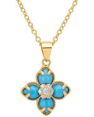 LÁTELITA London Flower Clover Pendant Necklace - Blue