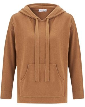 Peraluna Cashmere Blend Knit Hoodie Pullover Sweater - Brown