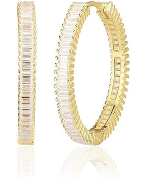 BY EDA DOGAN Baguette Stone Hoop Earring - Metallic