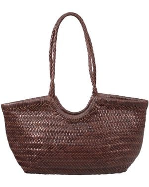 Rimini Hand Weaving Leather Bucket 'Evelina' - Brown