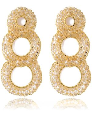 Lavish by Tricia Milaneze Elegant Crystal Hand-made Crochet Cascade Earrings - Multicolour