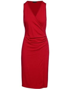 Conquista Wrap Style Sleeveless Dress - Red