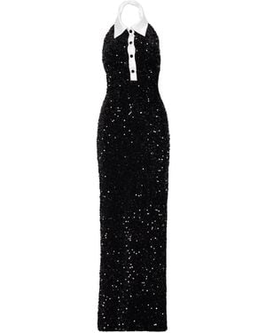 Ofuure Ria Halter Sequin Maxi Dress - Black