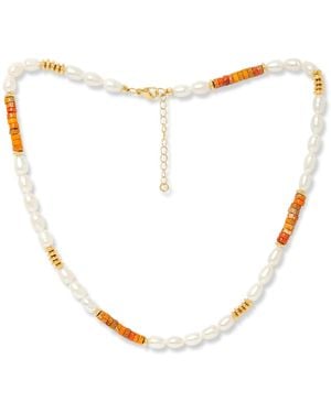Pearls of the Orient Online Nova Oval Cultured Freshwater Pearls Necklace With Jasper & Beads - Metallic