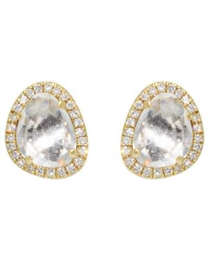 KAMARIA Pebble Stud Earrings With Diamonds & Topaz - Metallic