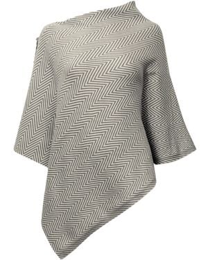James Lakeland Chevron Button Poncho - Grey