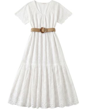 LAtelier London Broderie Anglaise Belted Midi Dress - White